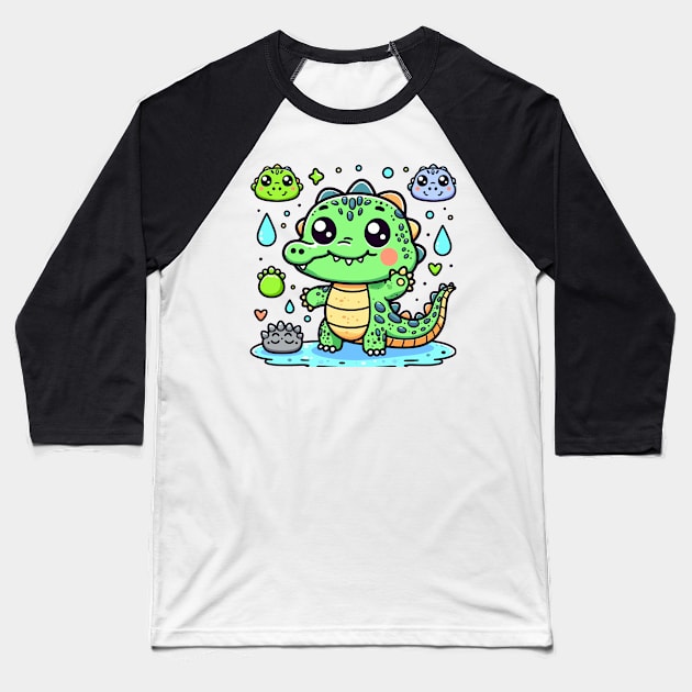 Tickled Crocodile Baseball T-Shirt by NayaRara